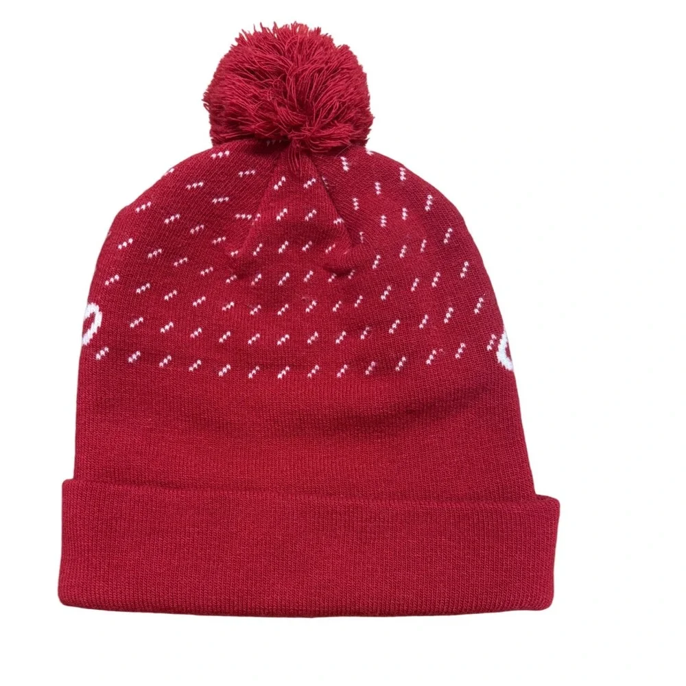 L.L. Bean Adult Pom Hat‎ Beanie Logo Winter Red Men Women One Size